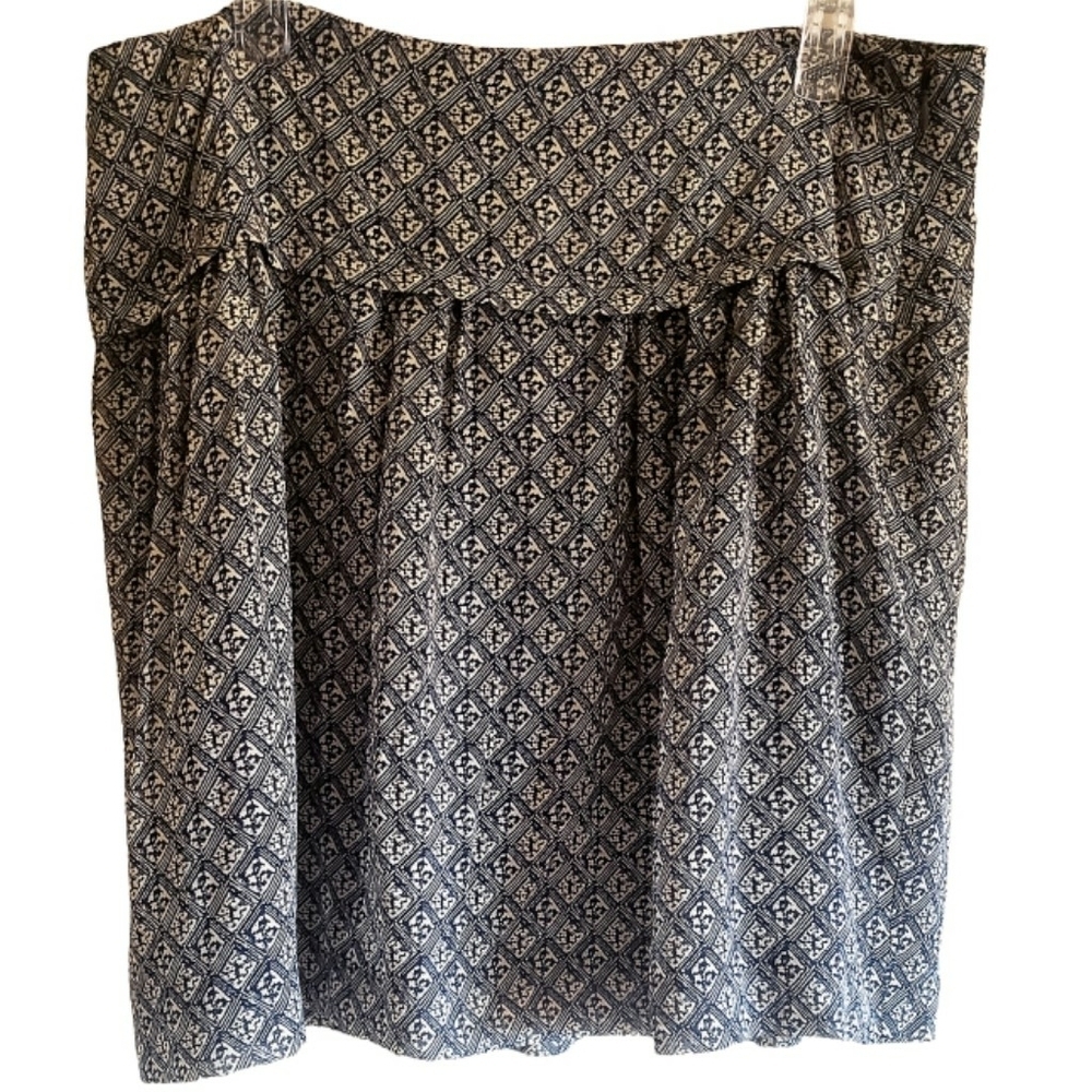 Madewell Silk Skirt Nico Mini Women's M Blue 100% Silk Print Lined Zipper Flared
